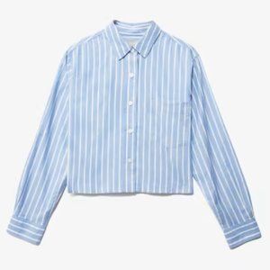 Everlane | The Silky Cotton Way-Short Shirt | Mariner Blue / White